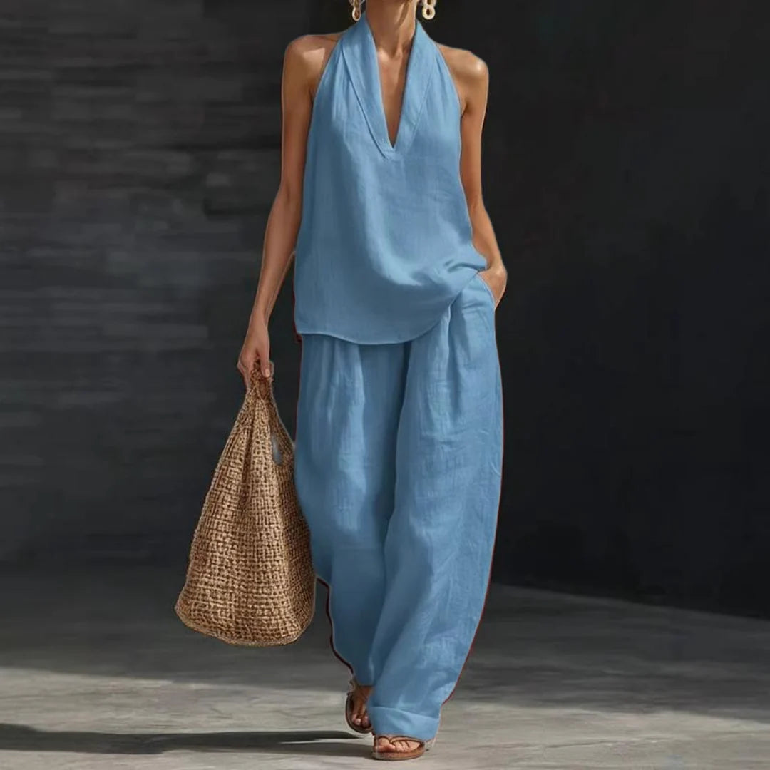 Ainhoa | Conjunto de dos piezas con textura de lino Precio normal