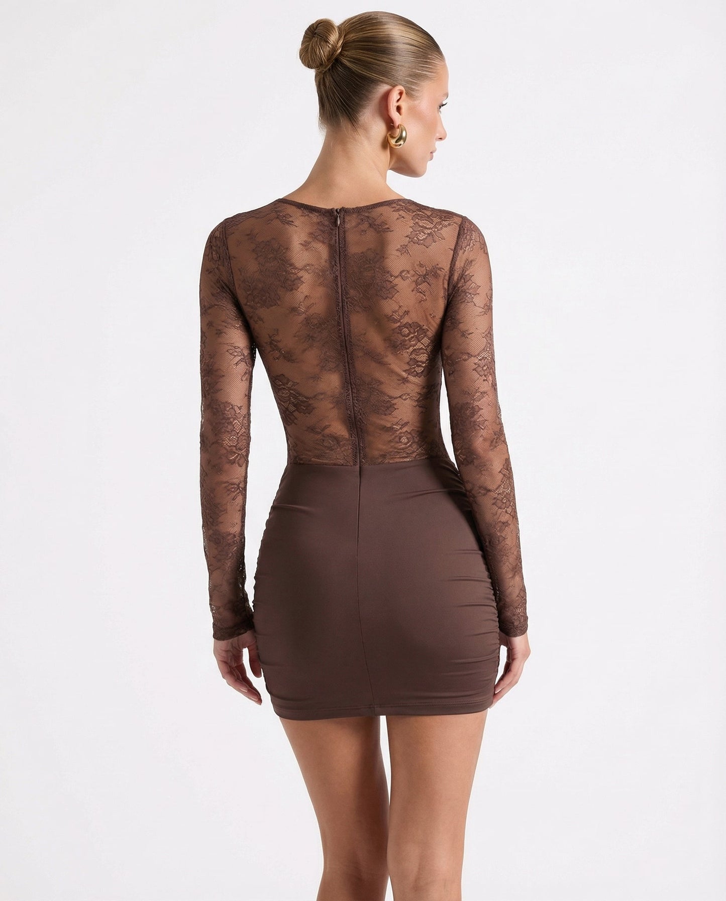 Vestido Mini Encaje Fruncido