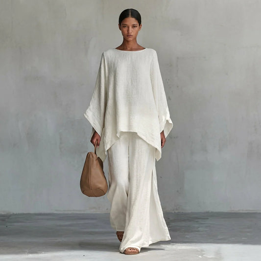 Cristina | Traje de dos piezas con mangas largas y pantalón de pierna ancha Precio normal